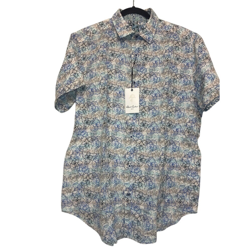 Robert Graham Mens Floral Print Short‎ Sleeve Button Down Shirt